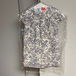 Bonpoint Cream and Blue Floral Kids Dress